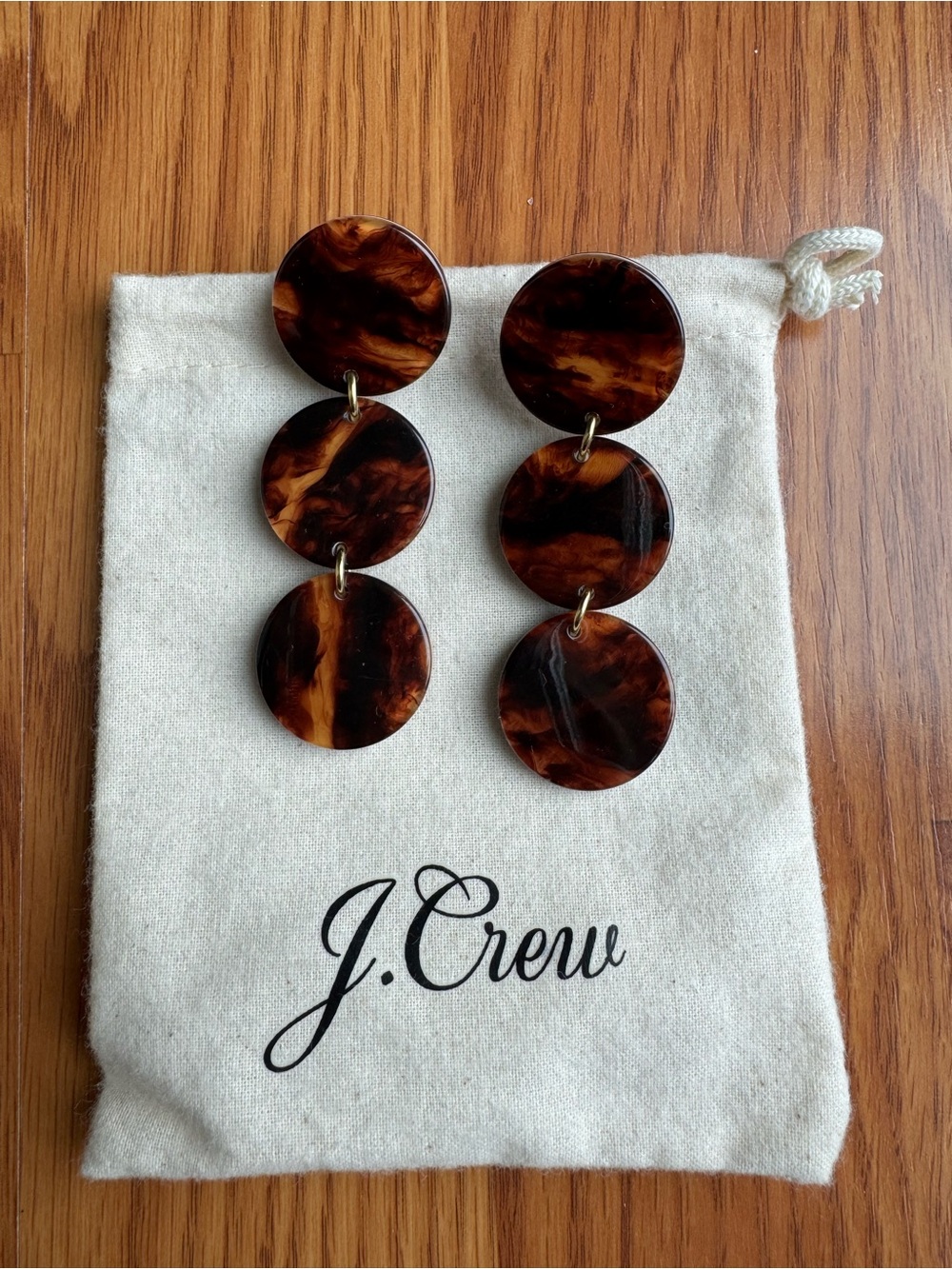 J. Crew Disc Tortoiseshell Drop Earrings